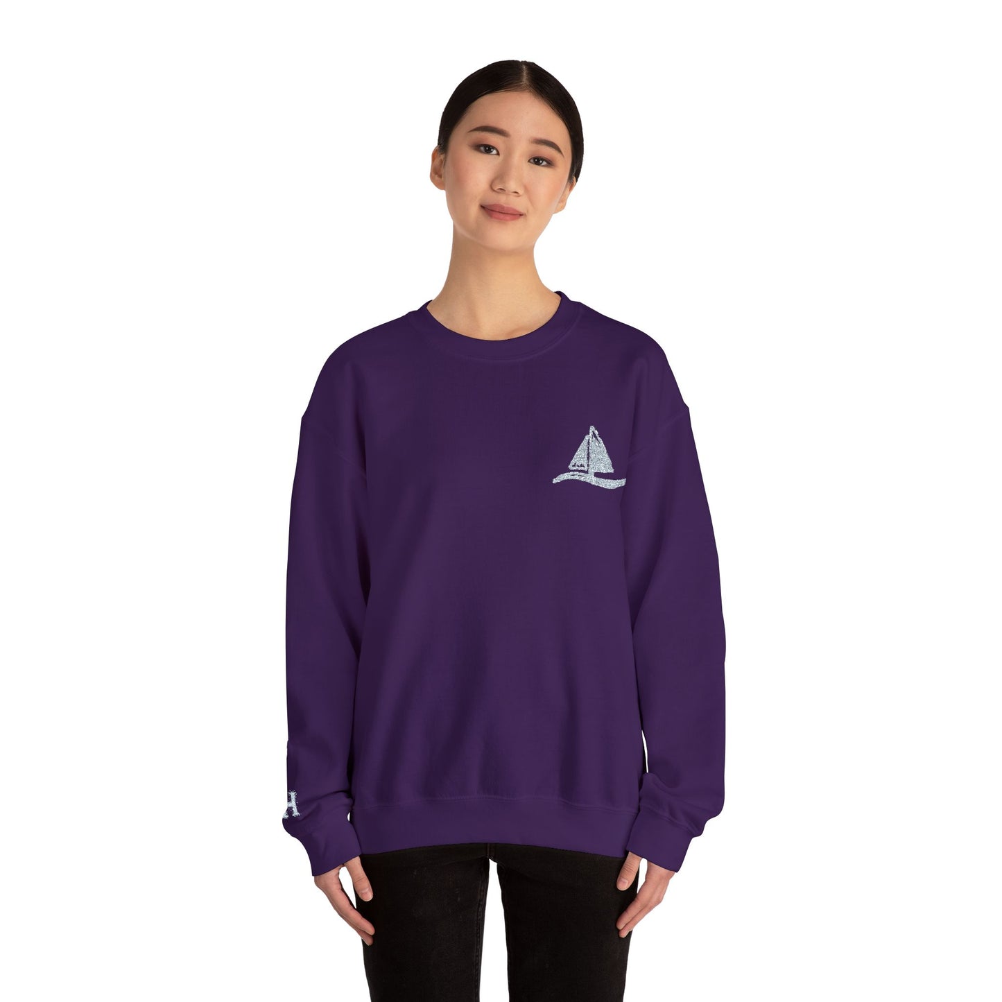 Sailboat Logo Crewneck Sweatshirt — Minimal Nautical Graphic