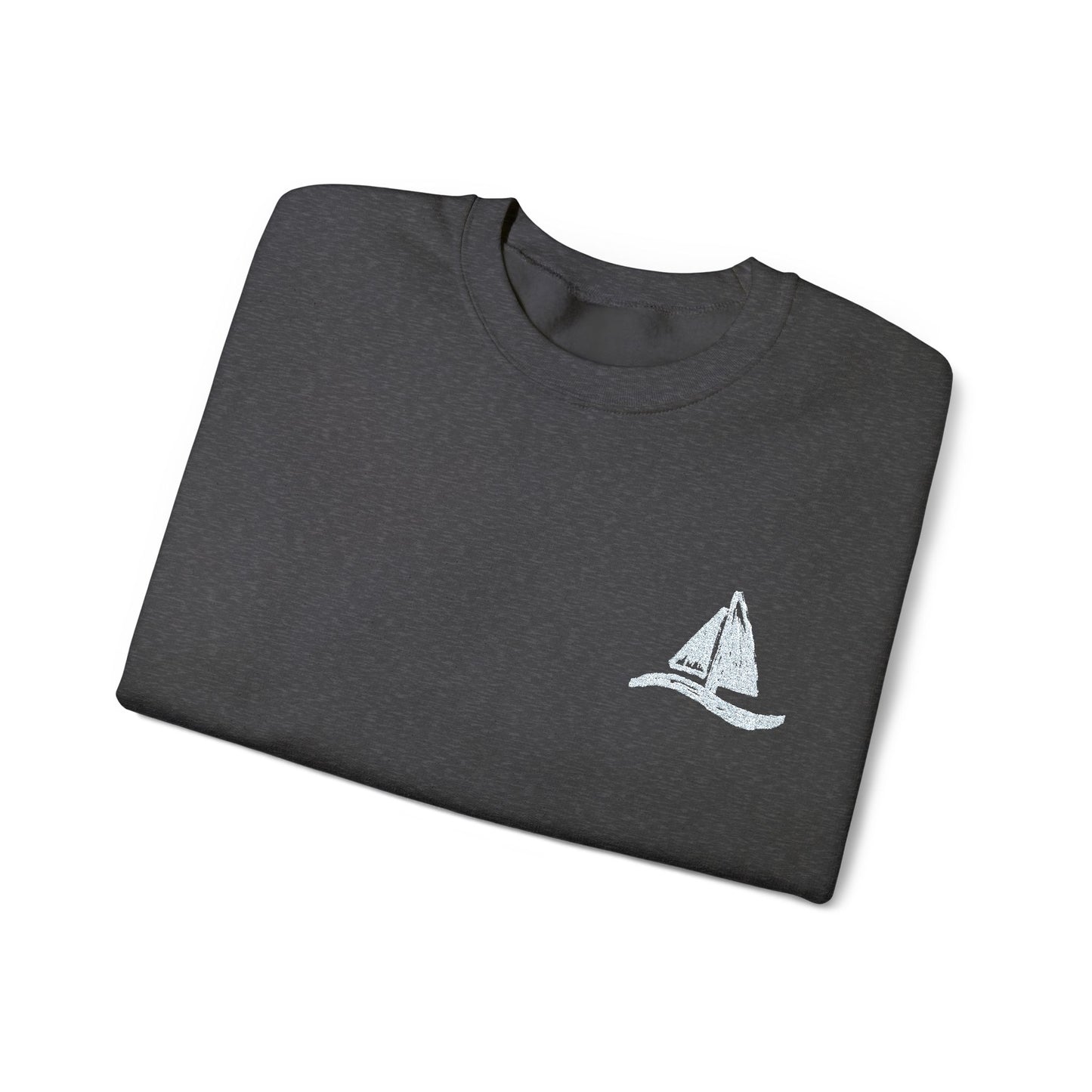 Sailboat Logo Crewneck Sweatshirt — Minimal Nautical Graphic