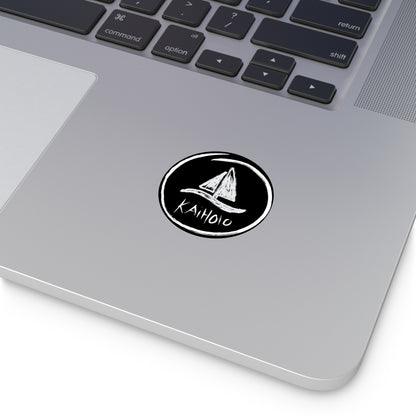 Round Sticker — Chalkboard Sailboat "KAIHOLO" Nautical Vinyl Decal