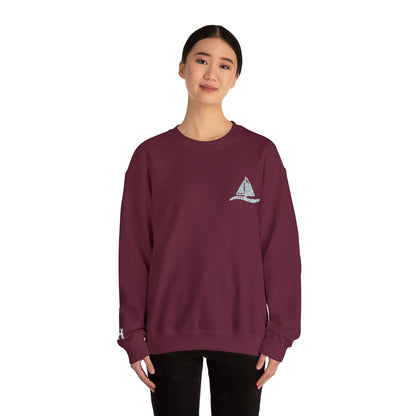 Sailboat Logo Crewneck Sweatshirt — Minimal Nautical Graphic
