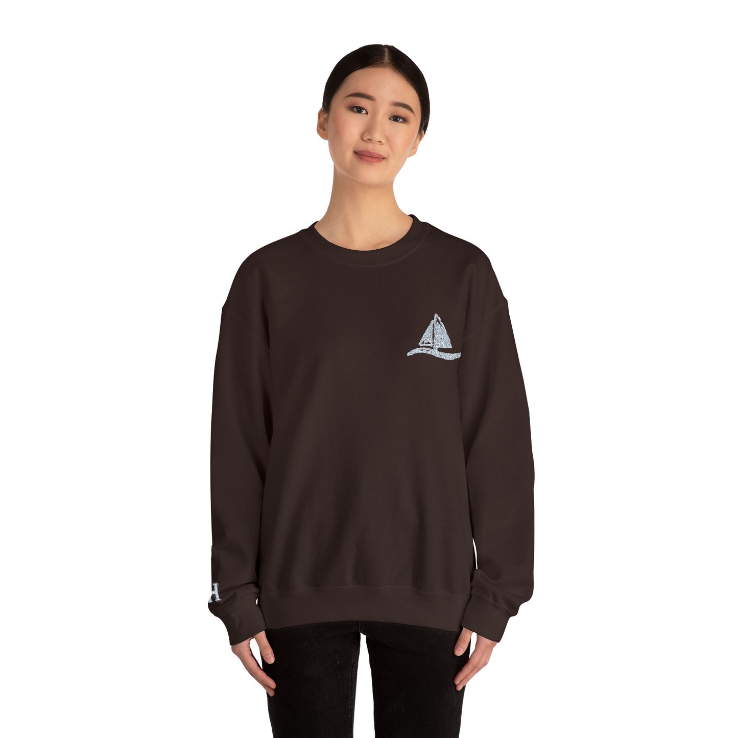 Sailboat Logo Crewneck Sweatshirt — Minimal Nautical Graphic