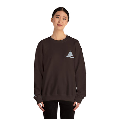 Sailboat Logo Crewneck Sweatshirt — Minimal Nautical Graphic
