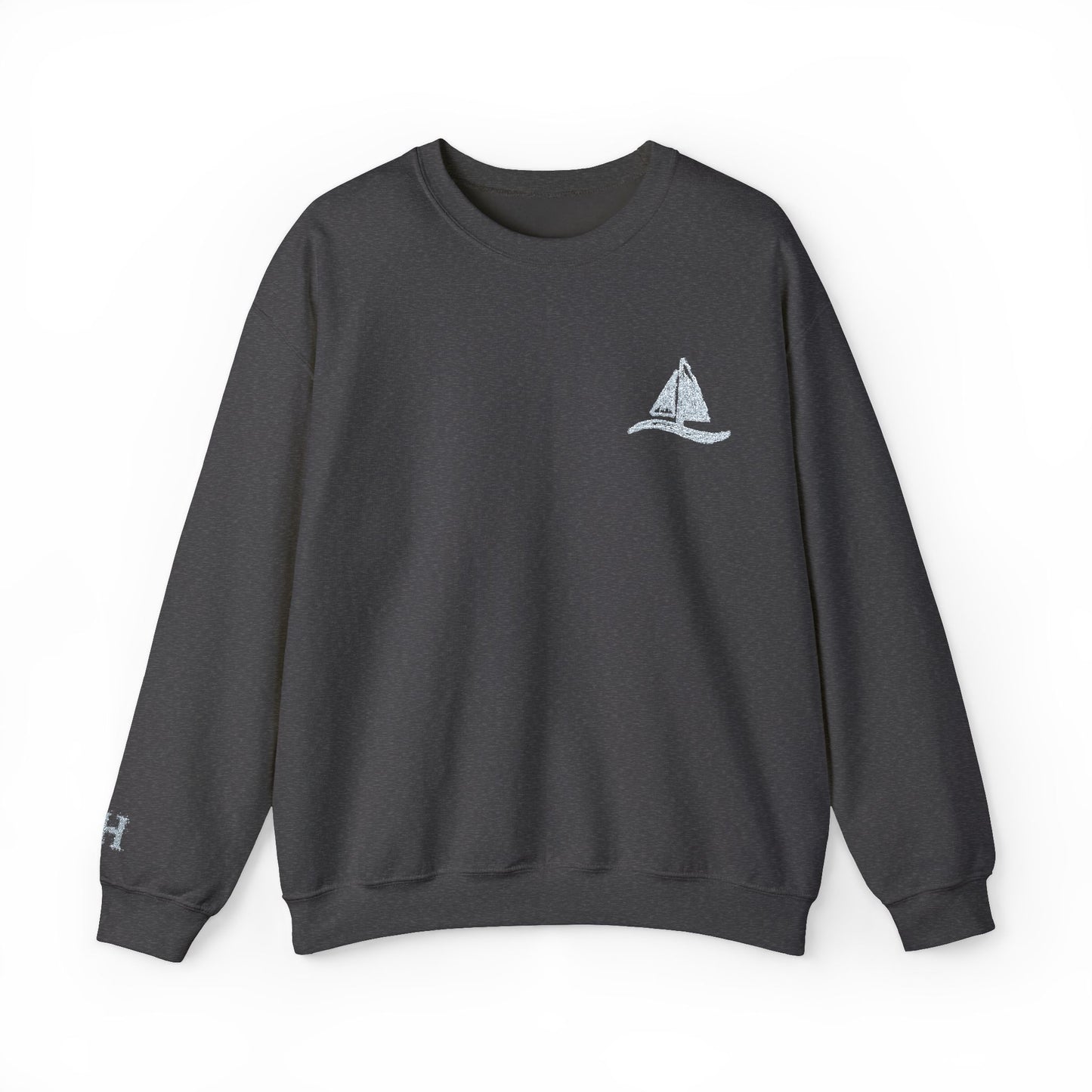 Sailboat Logo Crewneck Sweatshirt — Minimal Nautical Graphic
