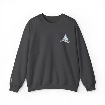 Sailboat Logo Crewneck Sweatshirt — Minimal Nautical Graphic