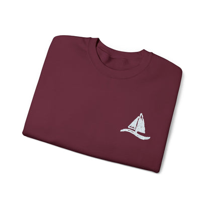 Sailboat Logo Crewneck Sweatshirt — Minimal Nautical Graphic