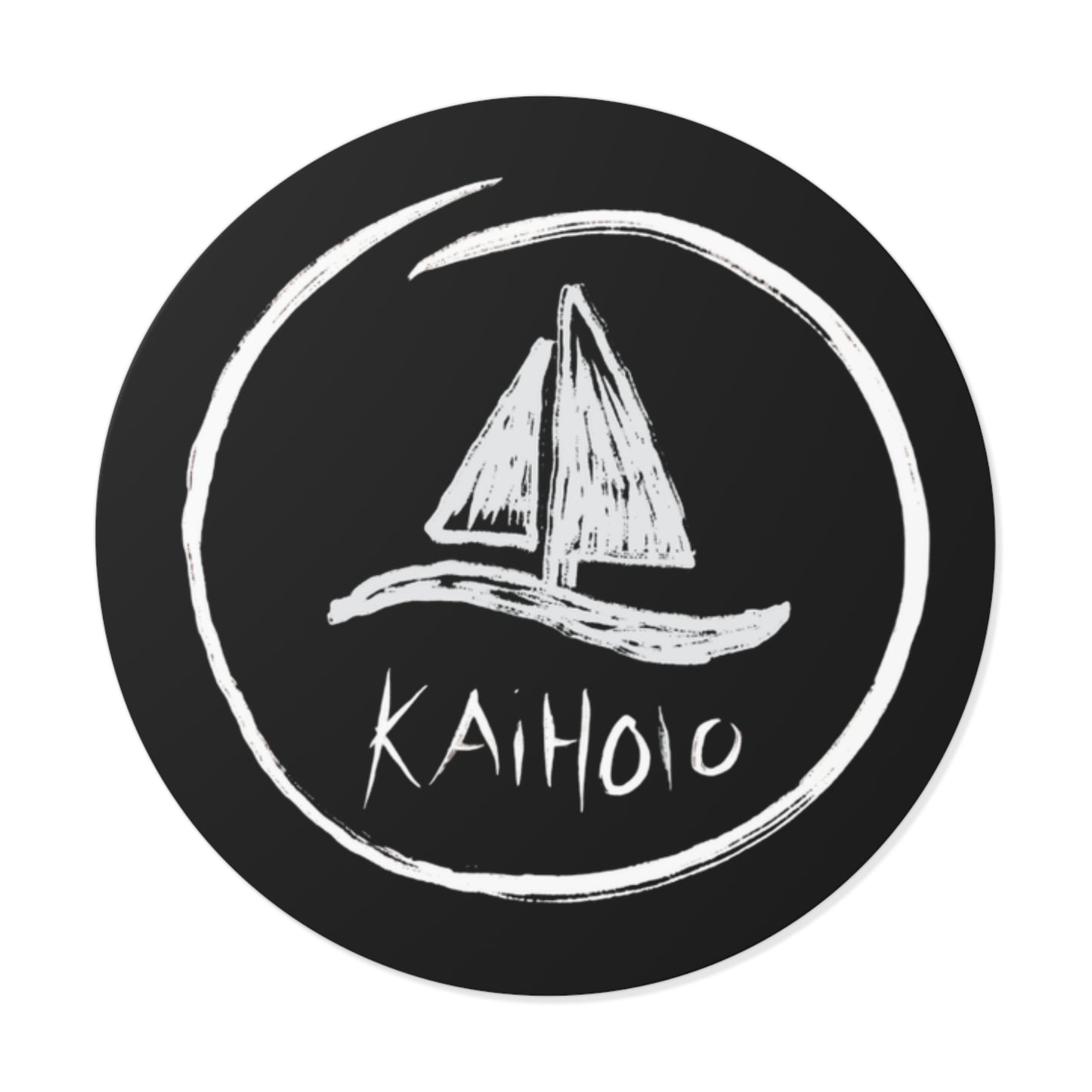 Sailboat Chalkboard Round Vinyl Sticker – "Kaiholo" Nautical Decal