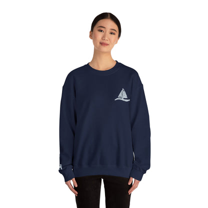 Sailboat Logo Crewneck Sweatshirt — Minimal Nautical Graphic