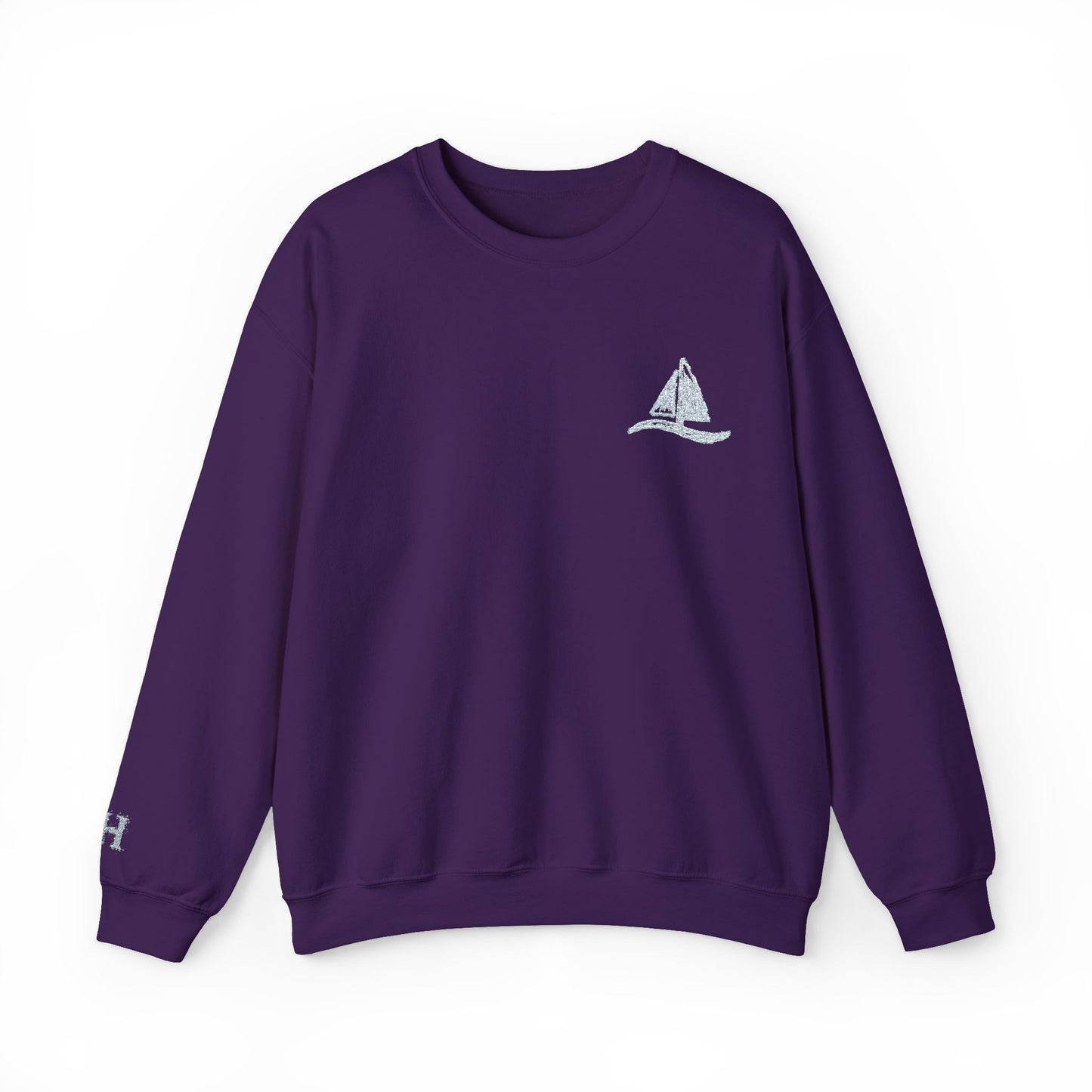 Sailboat Logo Crewneck Sweatshirt — Minimal Nautical Graphic