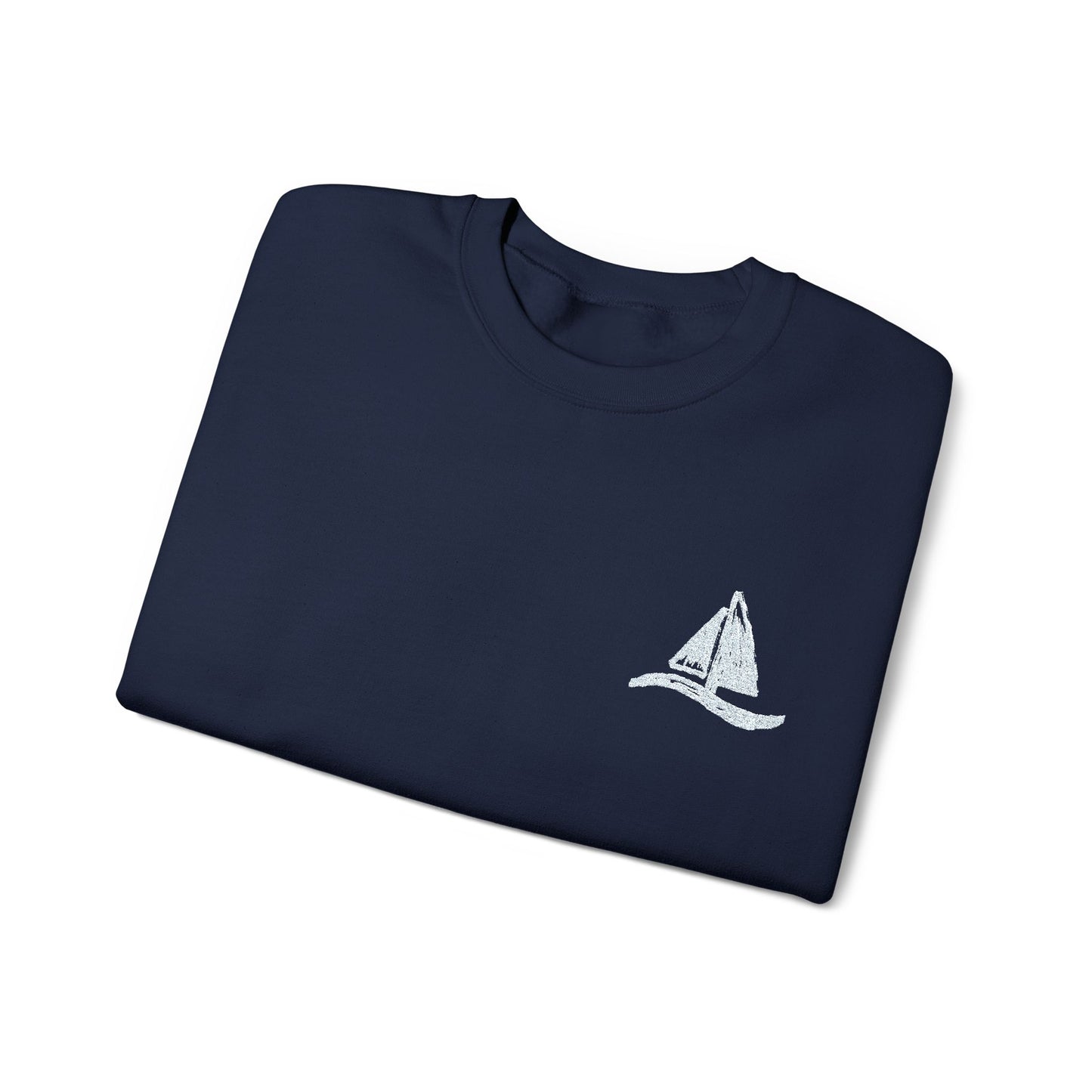 Sailboat Logo Crewneck Sweatshirt — Minimal Nautical Graphic