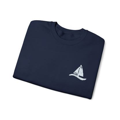 Sailboat Logo Crewneck Sweatshirt — Minimal Nautical Graphic