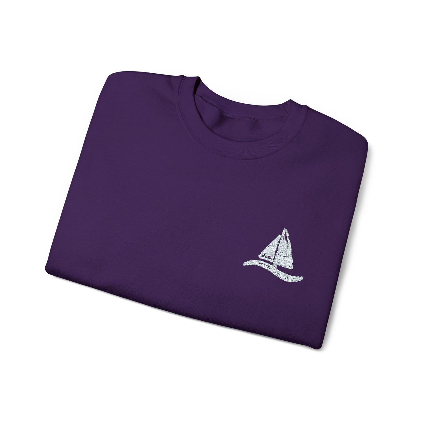 Sailboat Logo Crewneck Sweatshirt — Minimal Nautical Graphic
