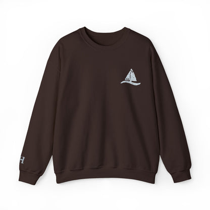 Sailboat Logo Crewneck Sweatshirt — Minimal Nautical Graphic