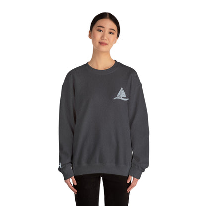 Sailboat Logo Crewneck Sweatshirt — Minimal Nautical Graphic