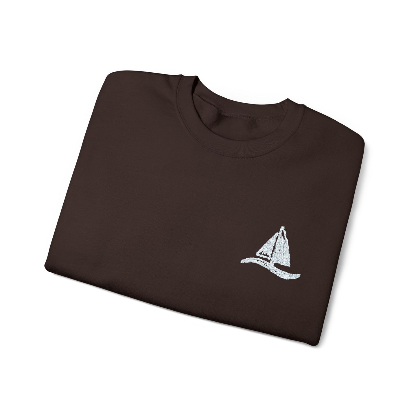 Sailboat Logo Crewneck Sweatshirt — Minimal Nautical Graphic