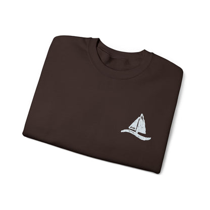 Sailboat Logo Crewneck Sweatshirt — Minimal Nautical Graphic
