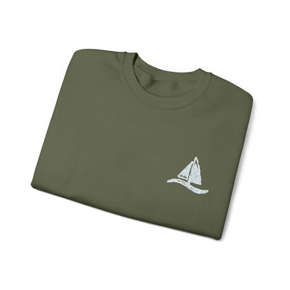 Sailboat Logo Crewneck Sweatshirt — Minimal Nautical Graphic