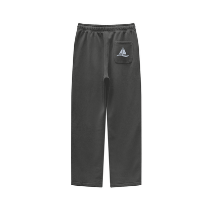360GSM Unisex Heavyweight Fleece Washed Straight-Leg Pants Dark Grey