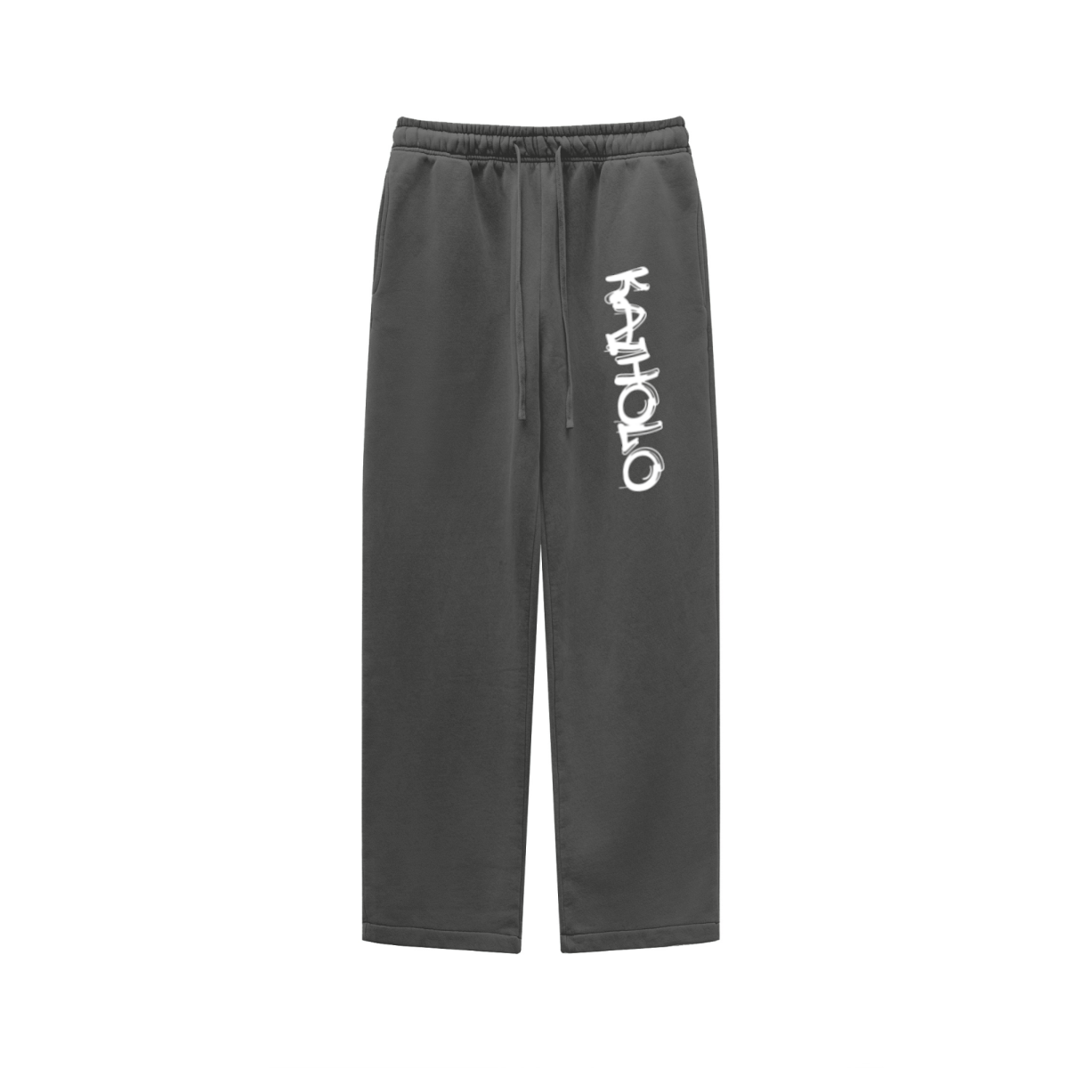 360GSM Unisex Heavyweight Fleece Washed Straight-Leg Pants Dark Grey