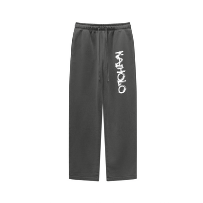 360GSM Unisex Heavyweight Fleece Washed Straight-Leg Pants Dark Grey