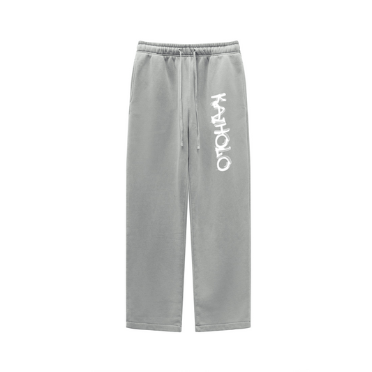 360GSM Unisex Heavyweight Fleece Washed Straight-Leg Pants Medium Grey