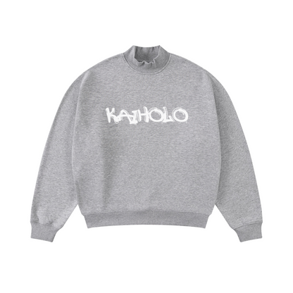370GSM  Unisex Raw-Edge Ripped French Terry PP-Sprayed Sweatshirt Heathered Grey
