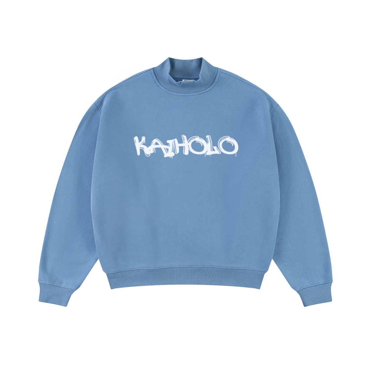 370GSM  Unisex Raw-Edge Ripped French Terry PP-Sprayed Sweatshirt Medium Blue