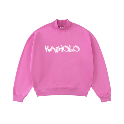 370GSM  Unisex Raw-Edge Ripped French Terry PP-Sprayed Sweatshirt Rose pink