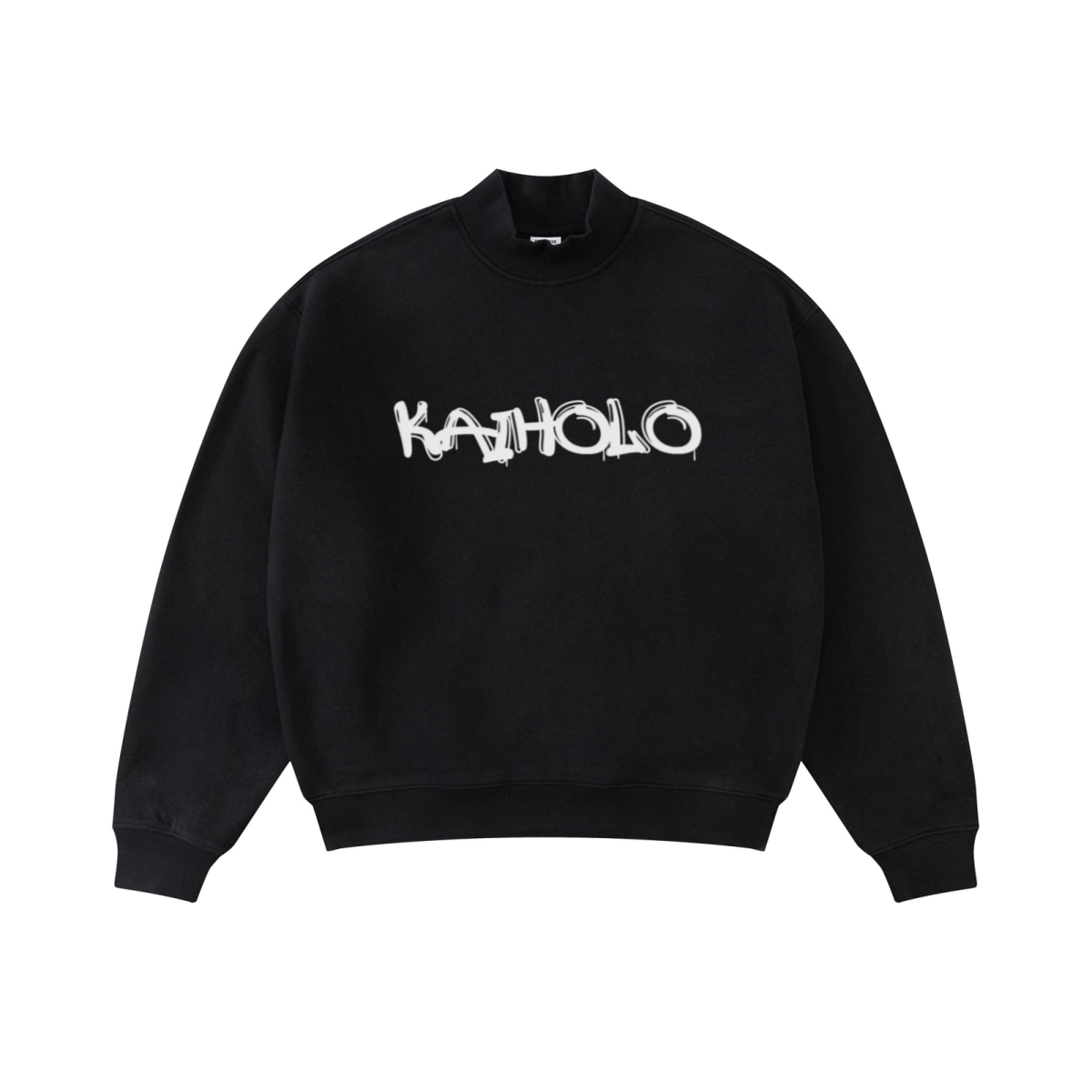370GSM  Unisex Raw-Edge Ripped French Terry PP-Sprayed Sweatshirt Black