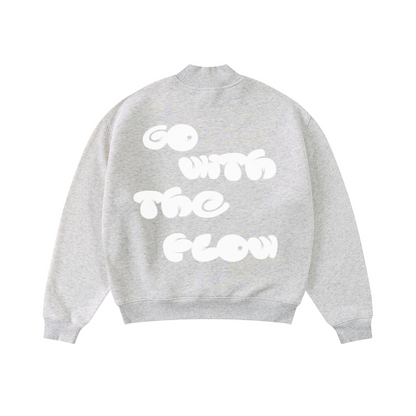 370GSM  Unisex Raw-Edge Ripped French Terry PP-Sprayed Sweatshirt Oatmeal Grey