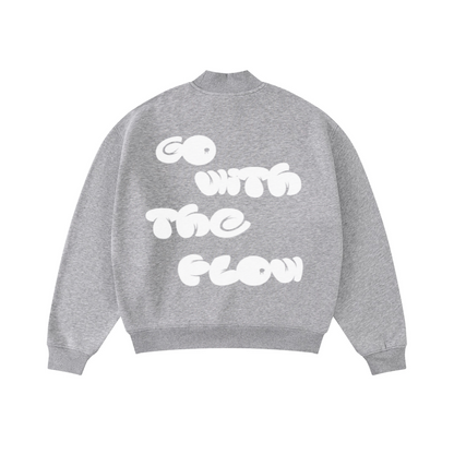 370GSM  Unisex Raw-Edge Ripped French Terry PP-Sprayed Sweatshirt Heathered Grey