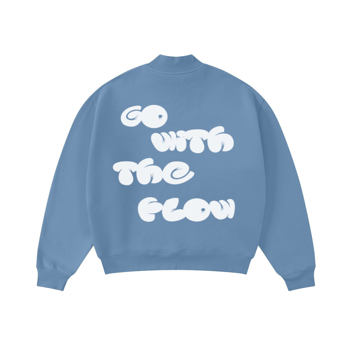 370GSM  Unisex Raw-Edge Ripped French Terry PP-Sprayed Sweatshirt Medium Blue