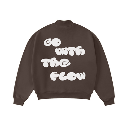 370GSM  Unisex Raw-Edge Ripped French Terry PP-Sprayed Sweatshirt Brown