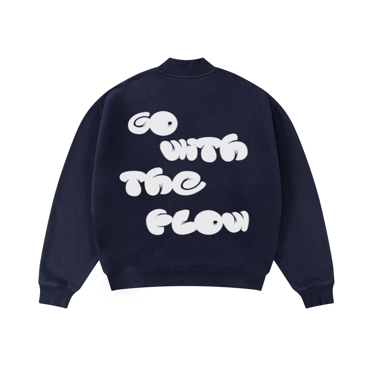 370GSM  Unisex Raw-Edge Ripped French Terry PP-Sprayed Sweatshirt Midnight Blue