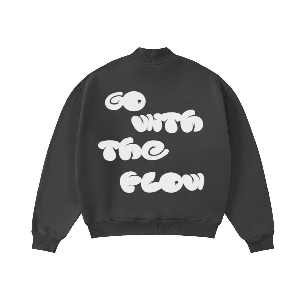 370GSM  Unisex Raw-Edge Ripped French Terry PP-Sprayed Sweatshirt Dark Grey