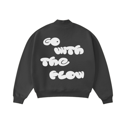 370GSM  Unisex Raw-Edge Ripped French Terry PP-Sprayed Sweatshirt Dark Grey