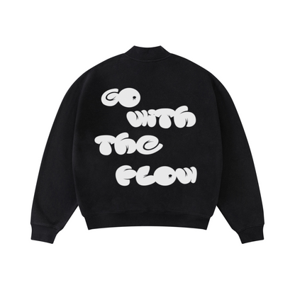 370GSM  Unisex Raw-Edge Ripped French Terry PP-Sprayed Sweatshirt Black