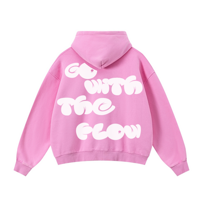 400GSM Unisex Vintage-Wash Boxy-Fit Zip-Up Hoodie Vintage Peach Pink
