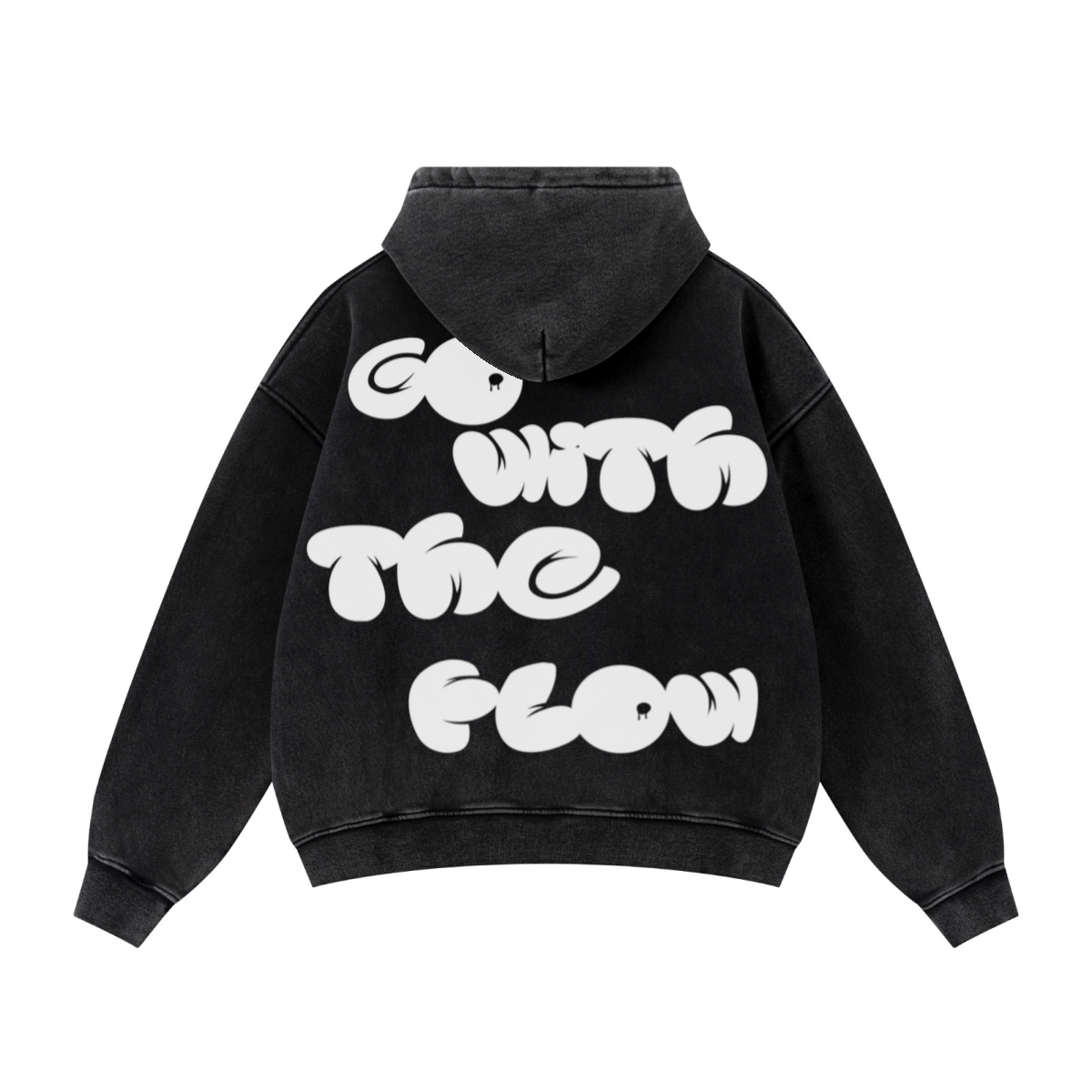 400GSM Unisex Vintage-Wash Boxy-Fit Zip-Up Hoodie Vintage Black