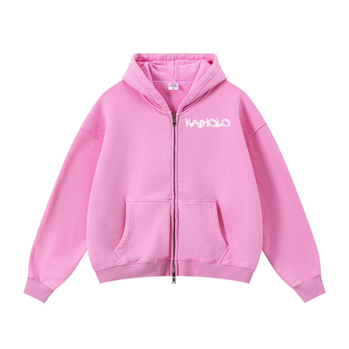 400GSM Unisex Vintage-Wash Boxy-Fit Zip-Up Hoodie Vintage Peach Pink